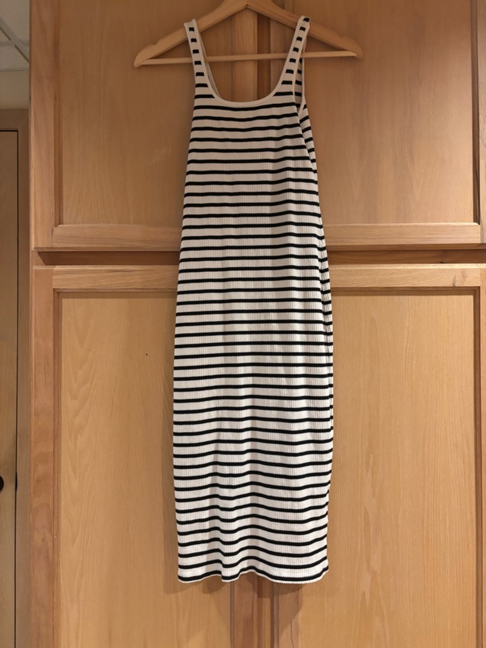 H&M Black & White Striped Sleeveless Maxi Dress (belt not included) - Picture 3 of 5